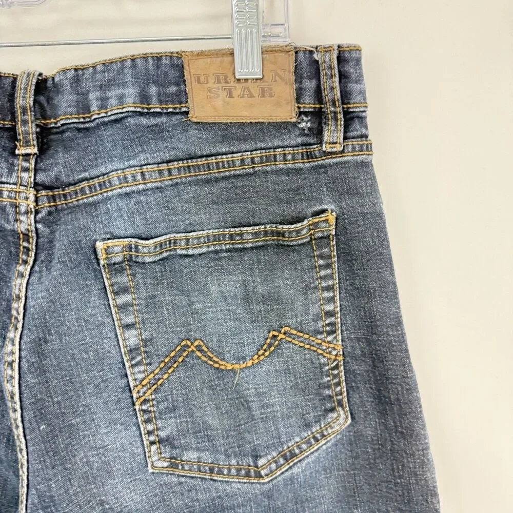 Men's Urban Star Jeans Straight Stretch Medium Wash 5 Pocket Size 36x32